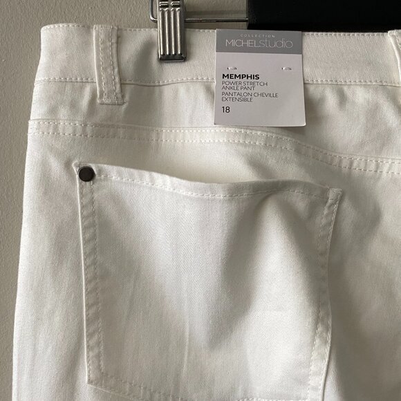 NWT Michel Studio Collection White Cotton Blend Skinny Leg Pants - Picture 10 of 14